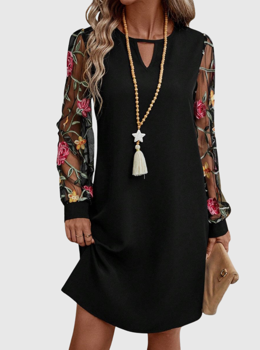 Neravira - Robe Féminine à Décolleté Plongeant et Manches Voilées