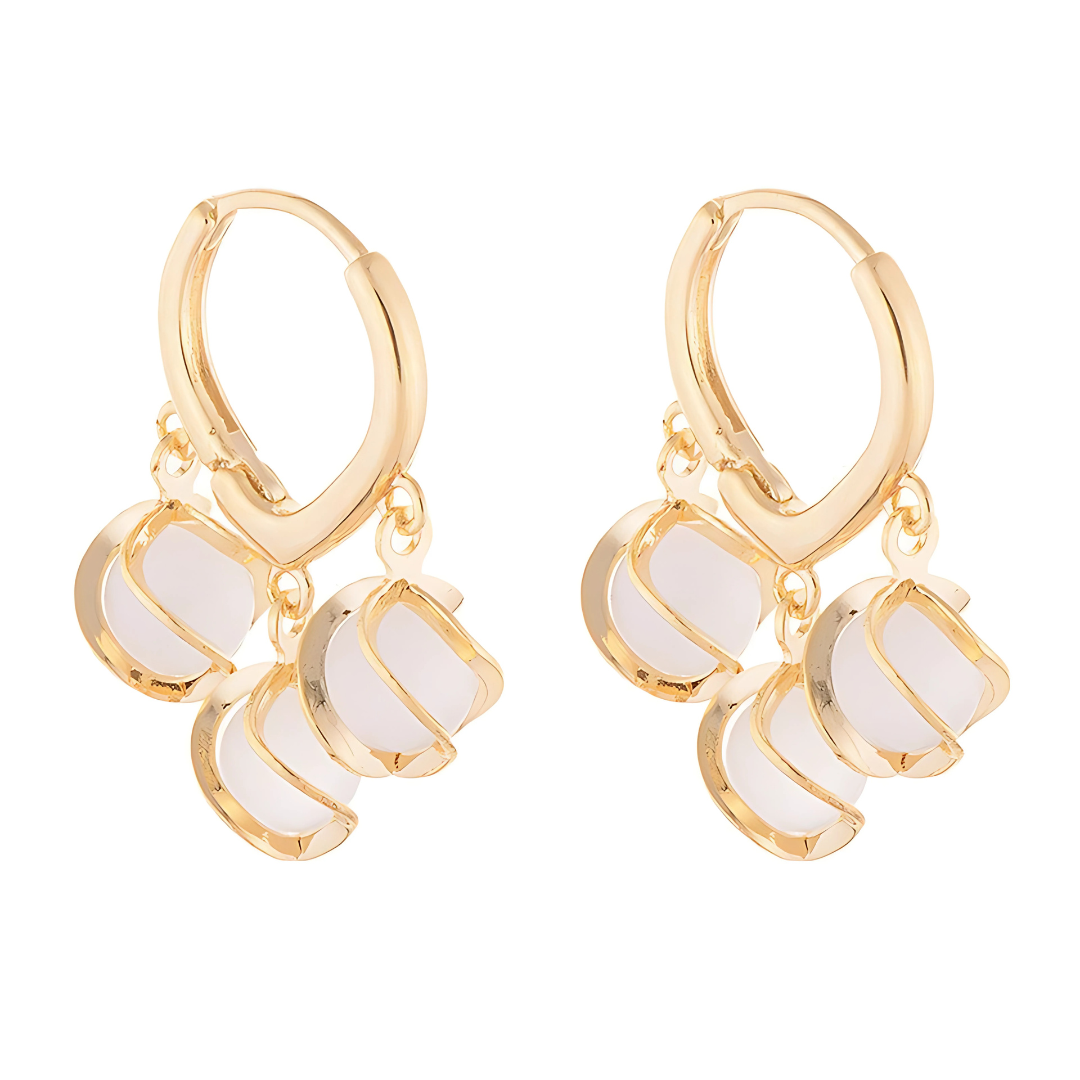 Roselisse - Moonstone Crystal Earrings with Gold Plated Design
