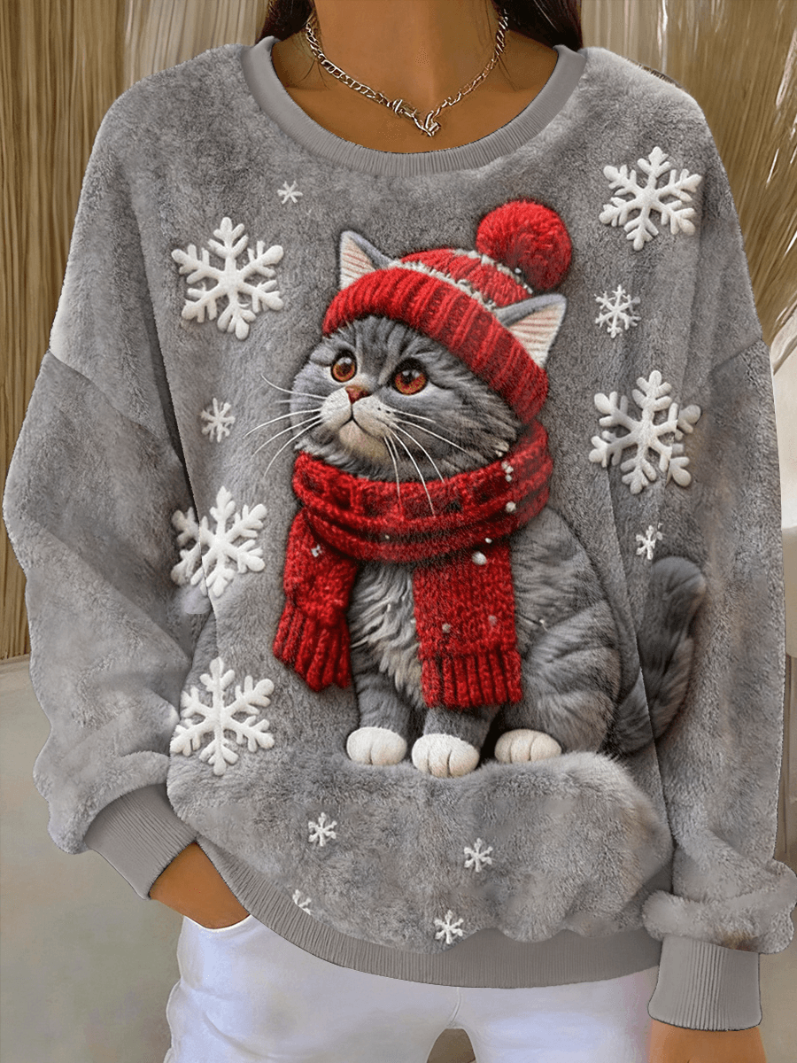 Lunaviera - Sweat à Capuche Flanelle Noël Chat