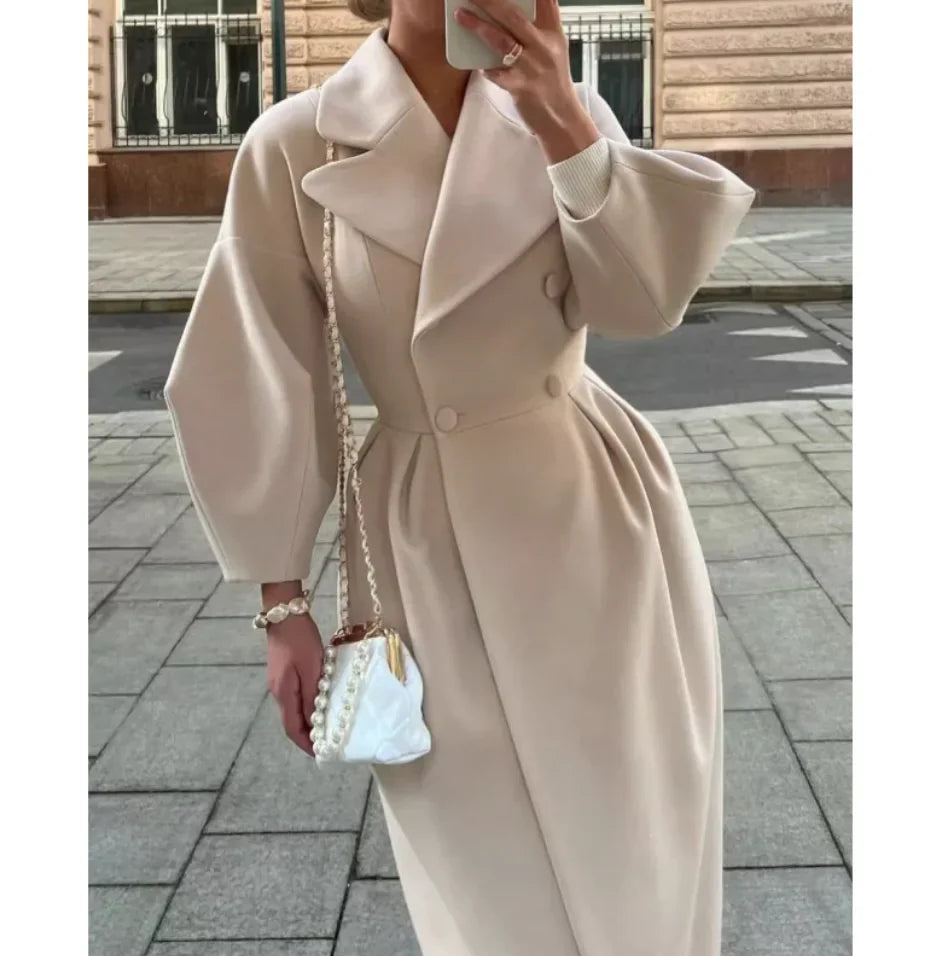 Joëlle - Manteau Long à Manches Lanternes Vintage