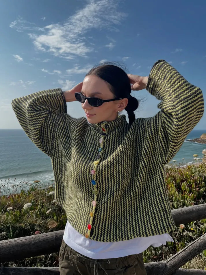 Brisalora - Cardigan En Tricot À Boutons Multicolores