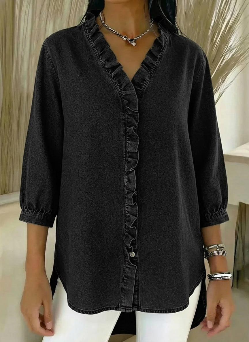 Selyra - Elegant Women's Ruffled Blouse