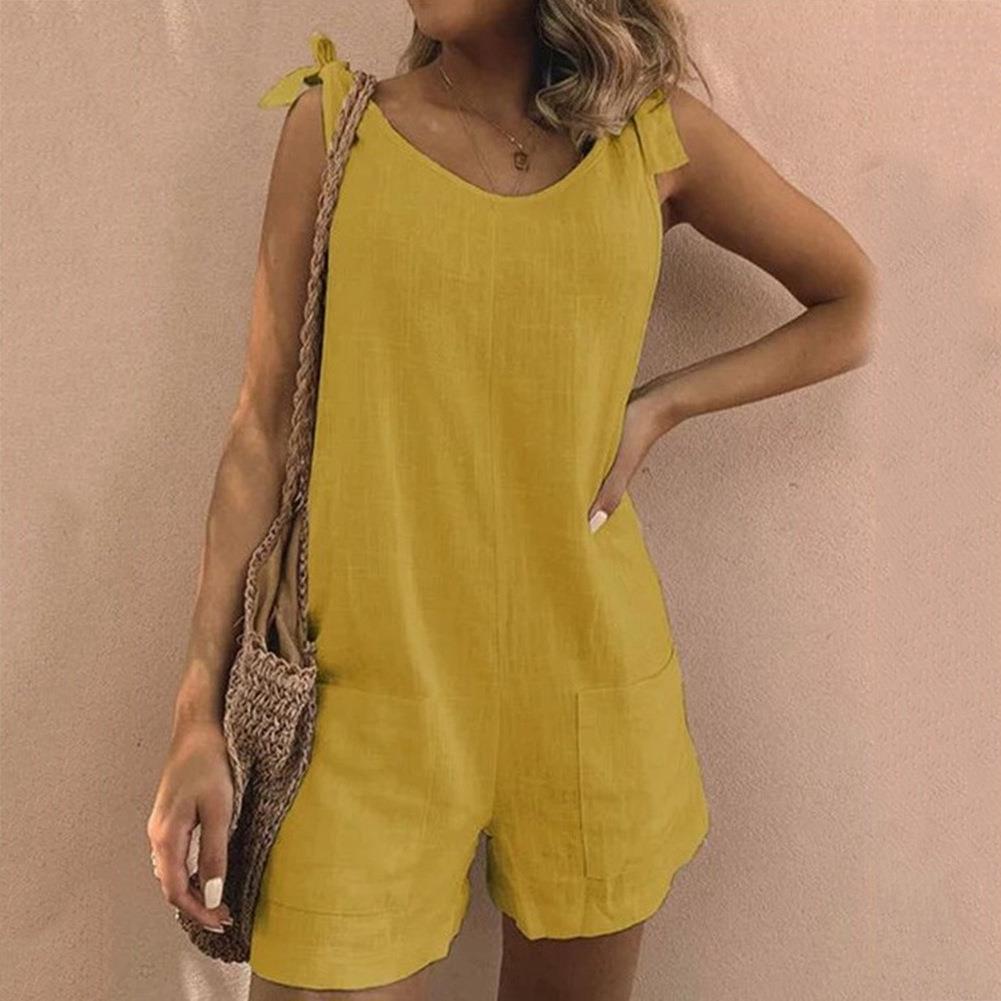 Thessara - Strappy Jumpsuit with Knot and Pockets