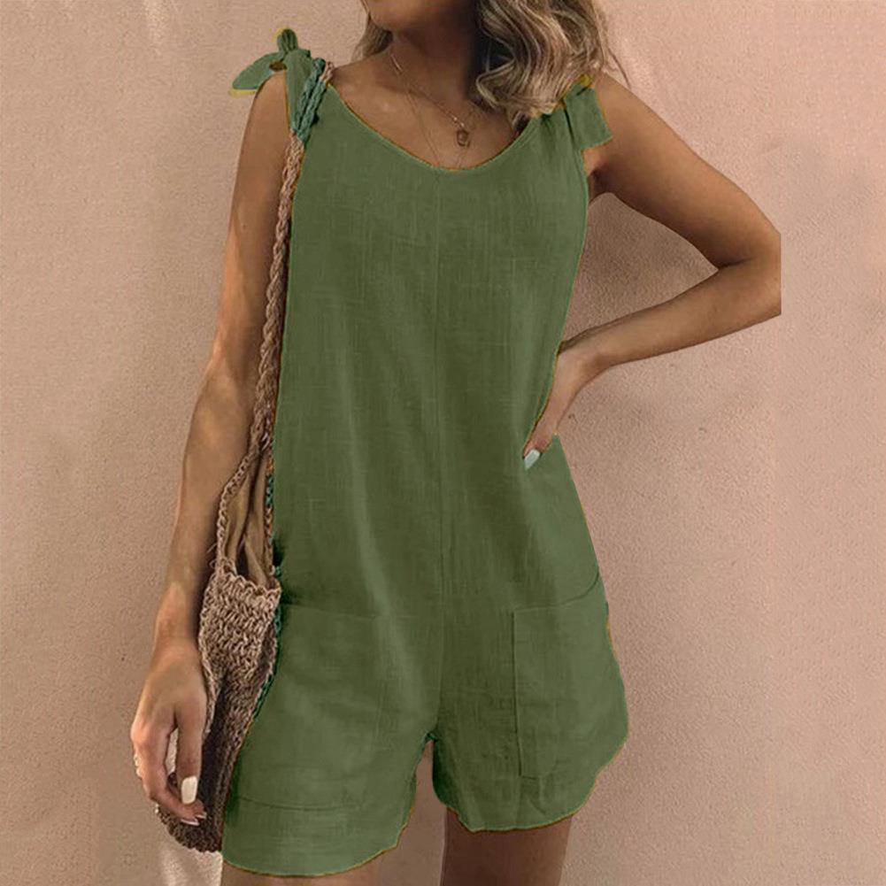 Thessara - Strappy Jumpsuit with Knot and Pockets