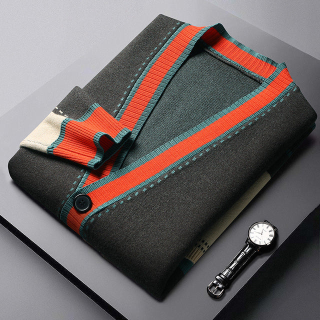 Norbert - Knitted V-Neck Vest with Contrasting Details