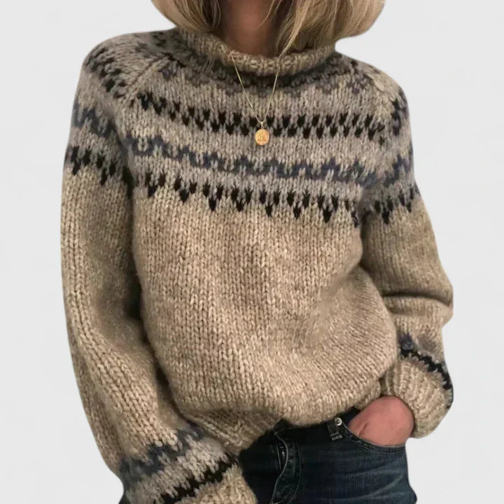 Faylorina - Sophisticated Nordic Patterned Sweater