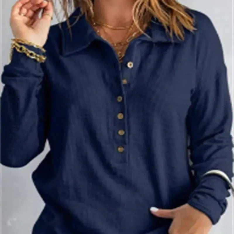 Marlène - Chemise confortable en coton à col en V pour femmes