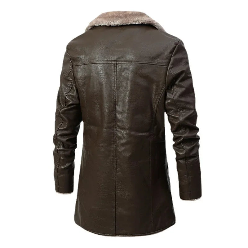 Tess - Elegant Wool Coat with Faux Fur Mandarin Collar