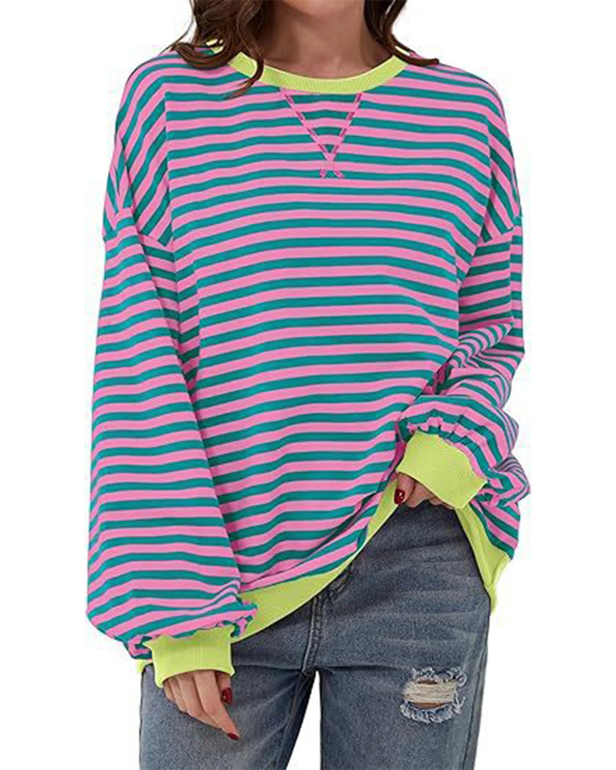Maribel - Sweatshirts à Rayures Color Block Femme