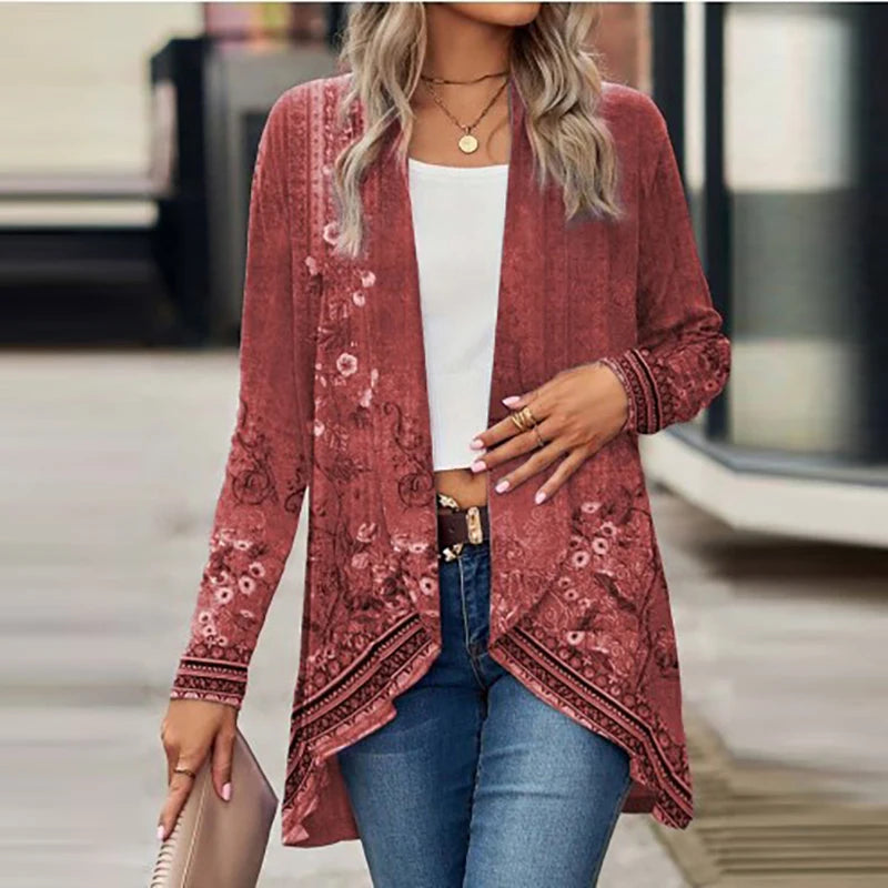 Jolindra - Cardigan Floral Léger à Col Ouvert
