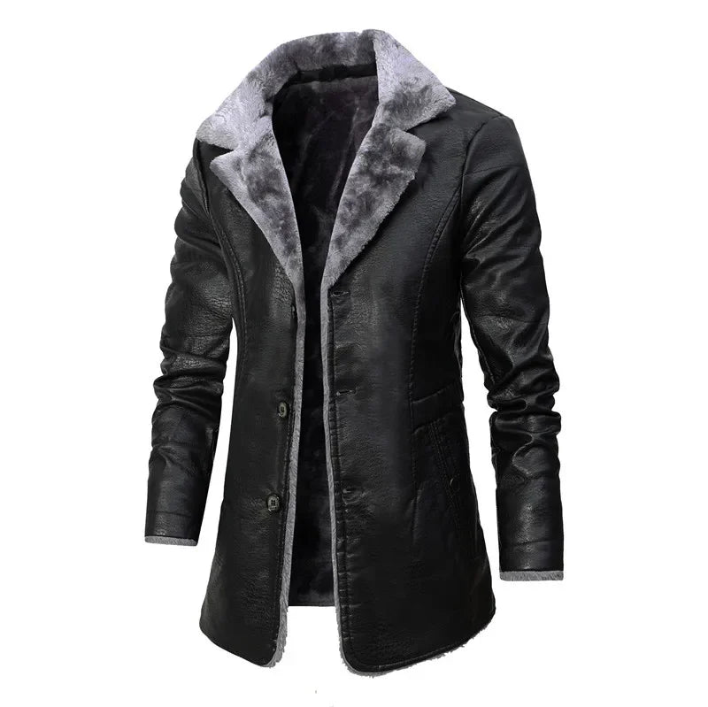 Tess - Elegant Wool Coat with Faux Fur Mandarin Collar