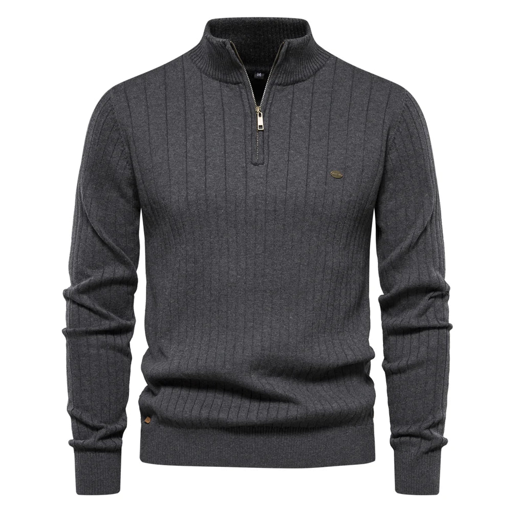 Aloïs - Men's winter sweater with zipped neck and optimal warmth