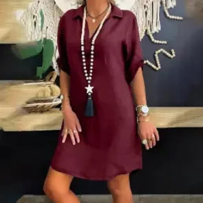 Thessaria - Elegant Linen Dress - The Charm of Natural Minimalism