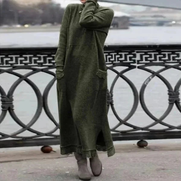 Delphine - Robe longue en velours décontractée et chaude