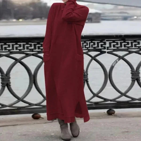 Delphine - Robe longue en velours décontractée et chaude