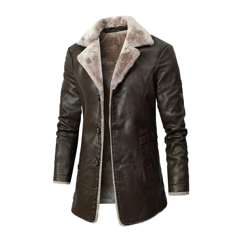 Tess - Elegant Wool Coat with Faux Fur Mandarin Collar