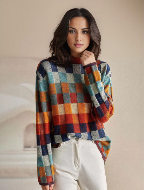 Hodierna - Pull Hiver Femme Géométrique