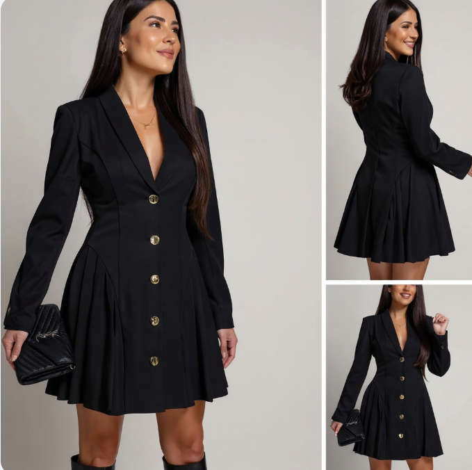 Nelavienne - Robe Chic Ajustée Avec Boucle Métallique