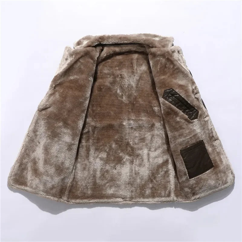 Tess - Elegant Wool Coat with Faux Fur Mandarin Collar