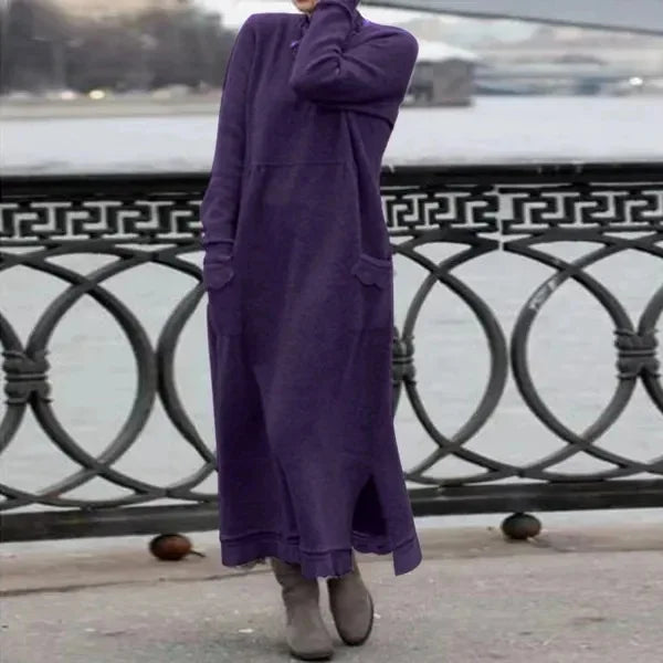 Delphine - Robe longue en velours décontractée et chaude