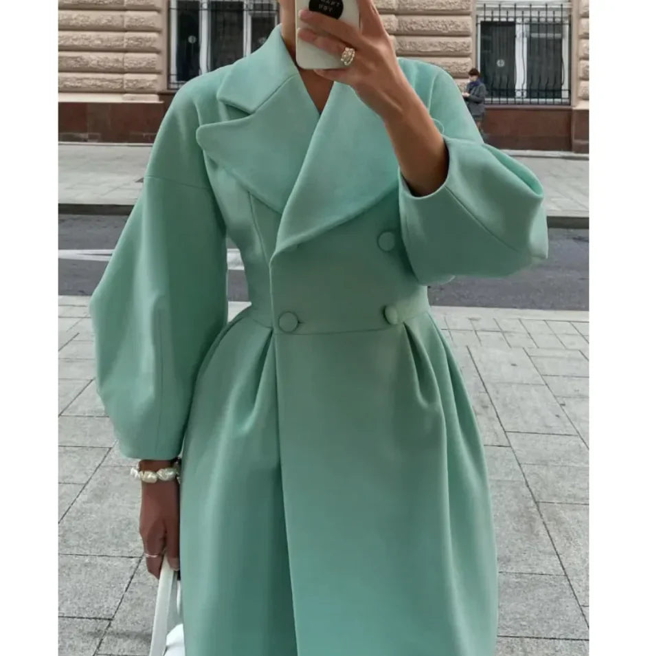 Joëlle - Manteau Long à Manches Lanternes Vintage