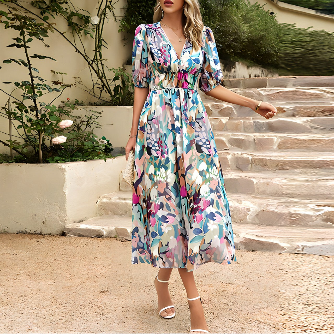 Téa - Robe Élégante à Décolleté en V