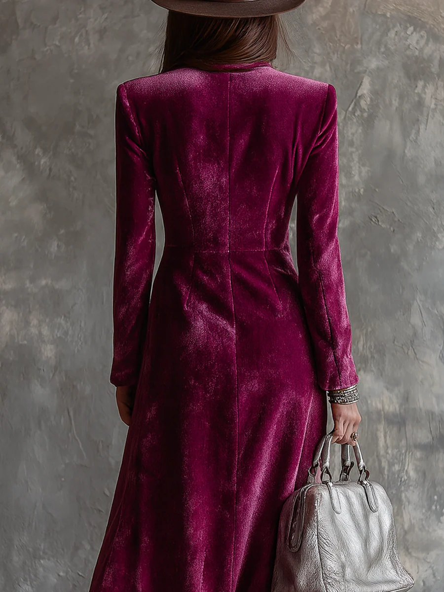 Helavine - Robe Blazer Longue en Velours Élégant