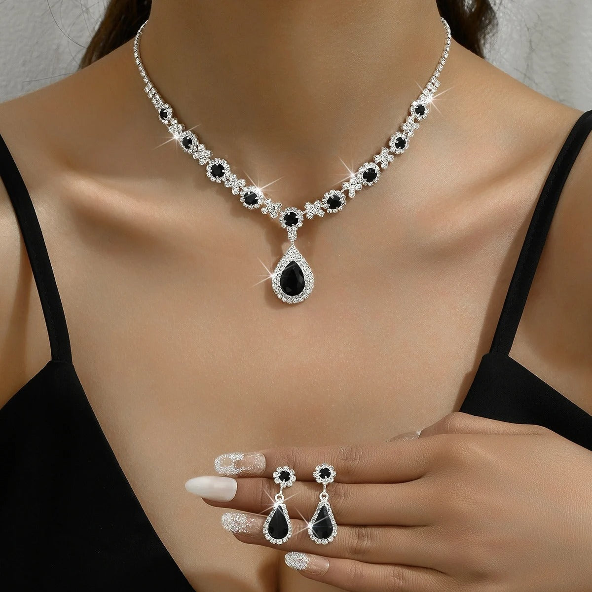 Gwenelivra - Ensemble de Bijoux Élégant en Zirconia Bleu Profond