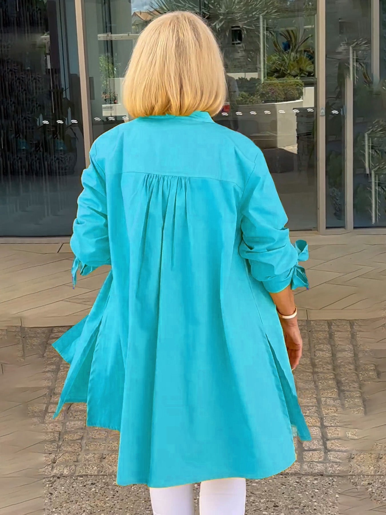 Liora™ - Long Button-Down Cotton Shirt Jacket (Today only: Buy 1, get 1 free!)