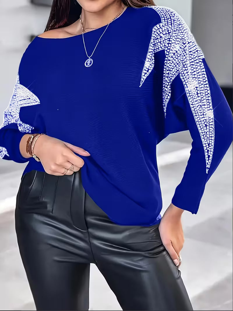 Doralissea - Elegant Long-Sleeved Sweater with Star Print