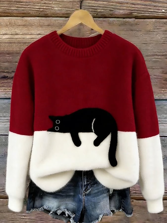 Lunivienne - Soft Cat Pattern Sweater