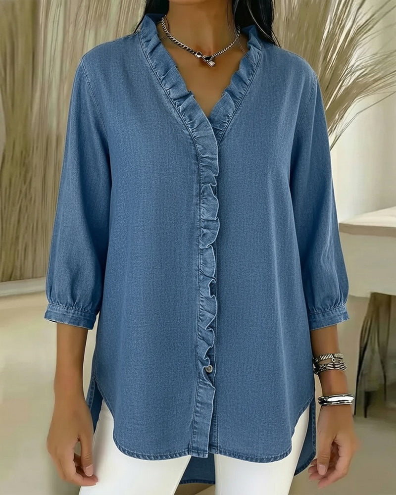 Selyra - Elegant Women's Ruffled Blouse