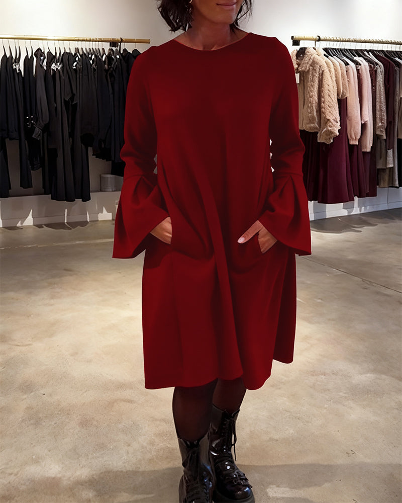 Jovalinne - Robe Décontractée À Manches Évasées