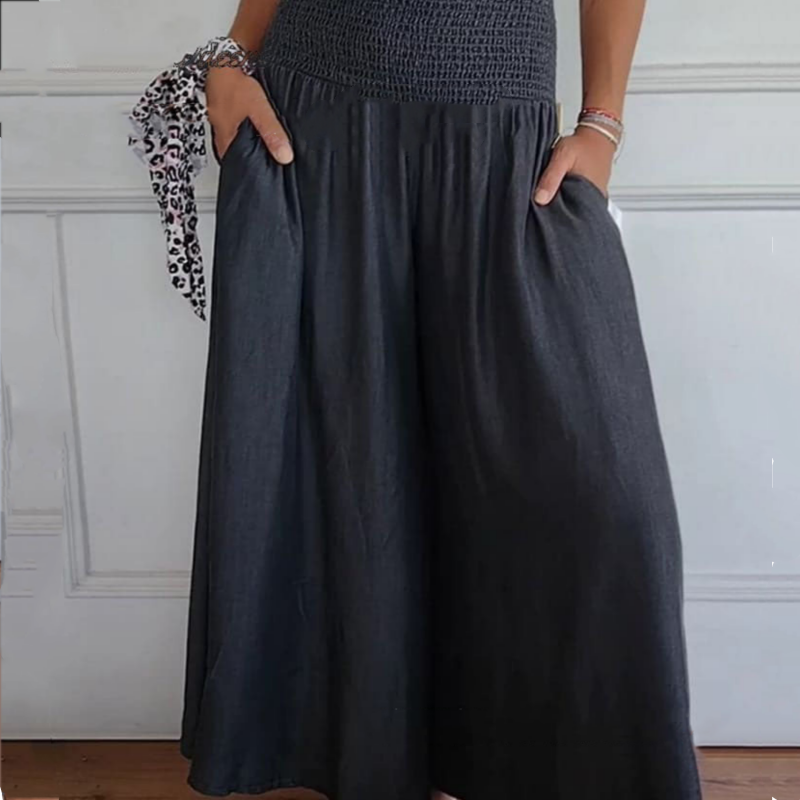 Pravina - Jean Femme Taille Haute à Jambes Larges