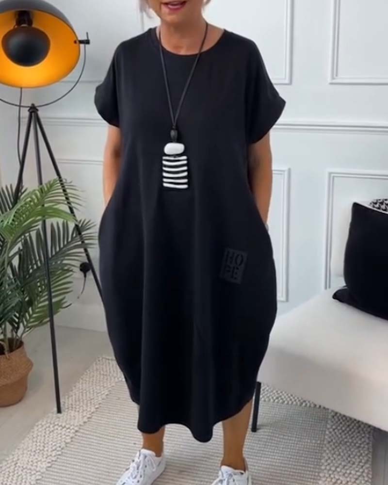 Marie - Women's Casual Short Sleeve Letter Print Dress