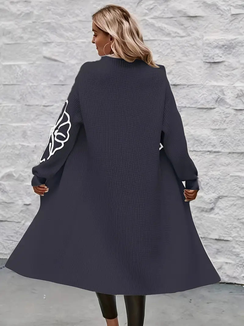Mirielle - Elegant Floral Drop Shoulder Cardigan