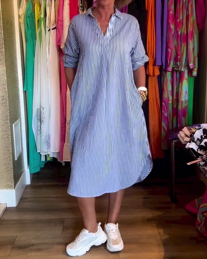 Cato - Robe Chemise Rayée à Col Revers