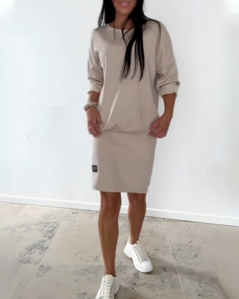 Jovirae - Robe Droite Décontractée à Manches Longues