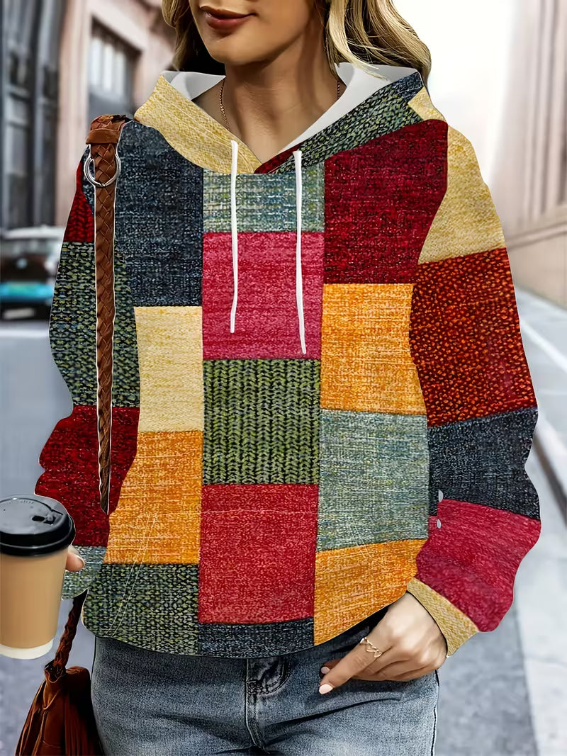 Prysavellessa - Modern Geometric Patchwork Sweatshirt