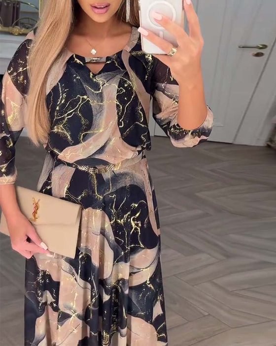 Carenza - Robe en Chiffon Élégante à Manches Trois Quarts