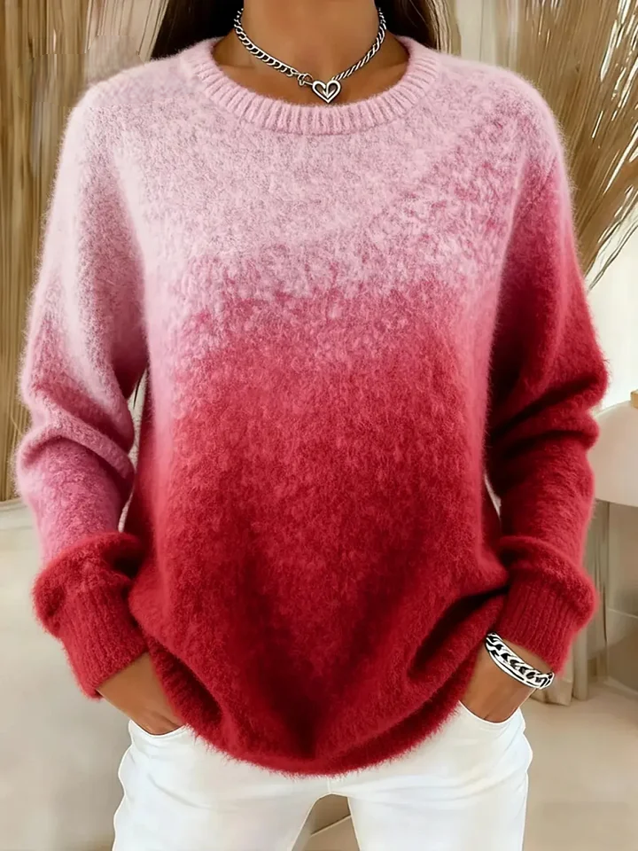 Evelivra – Soft Knit Ombre Sweater, Casual Elegance