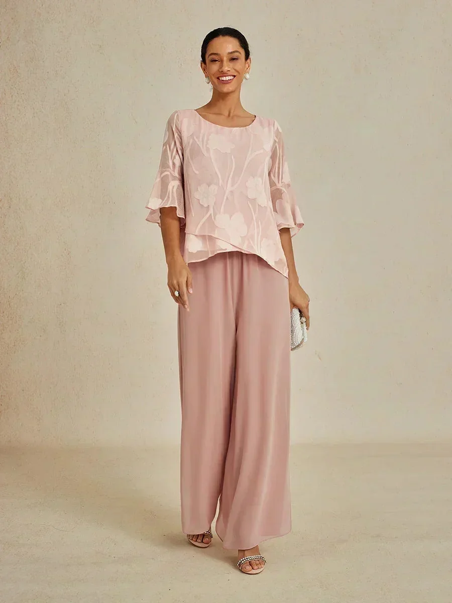Marilivra - Straight Leg Trousers with Slit in Chiffon
