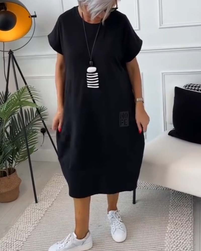 Marie - Women's Casual Short Sleeve Letter Print Dress