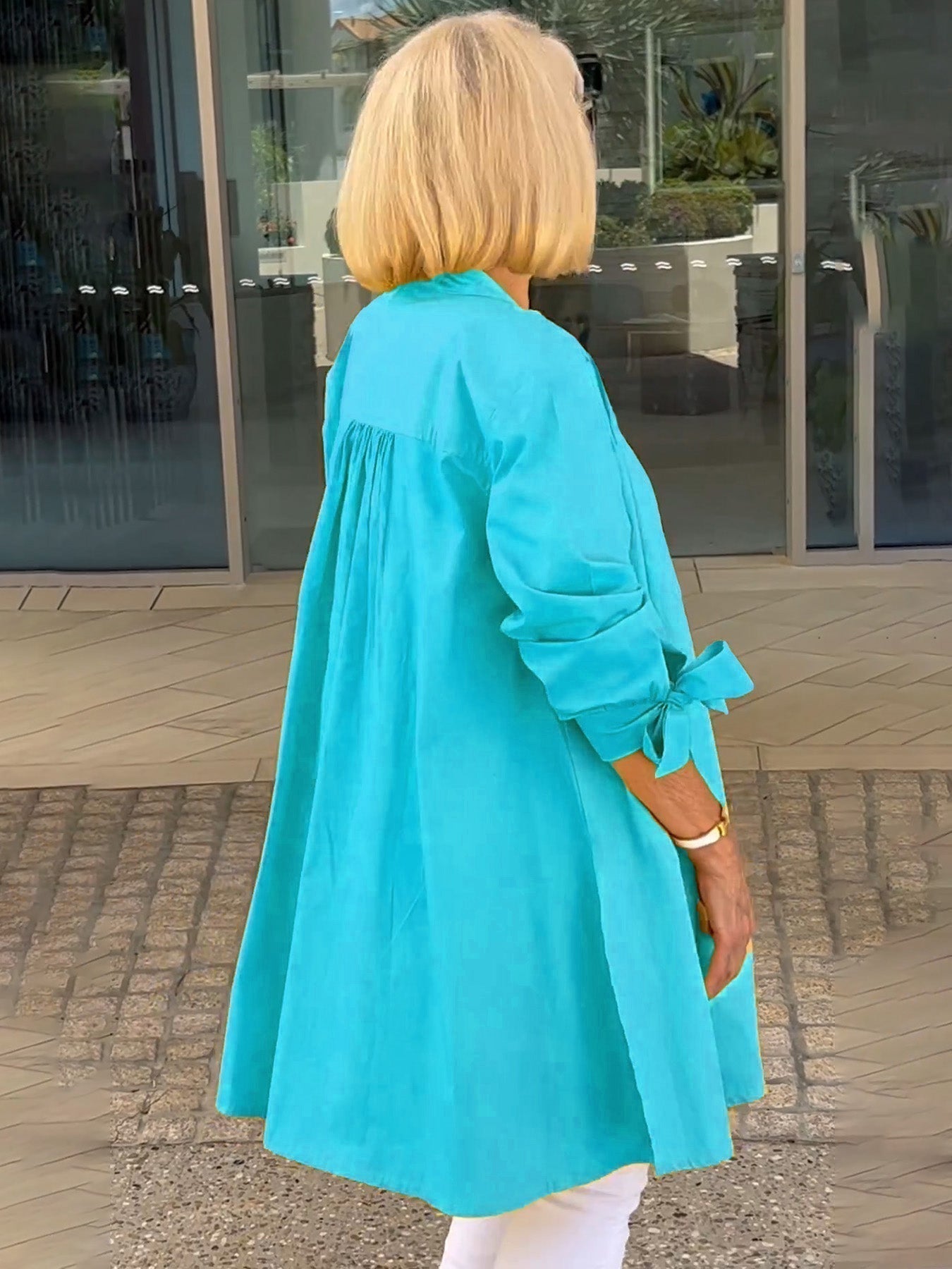Liora™ - Long Button-Down Cotton Shirt Jacket (Today only: Buy 1, get 1 free!)