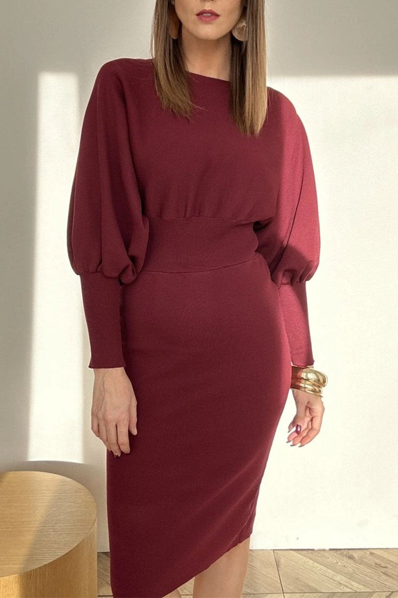 Norelle - Women's patchwork dress with long sleeves and round neck
