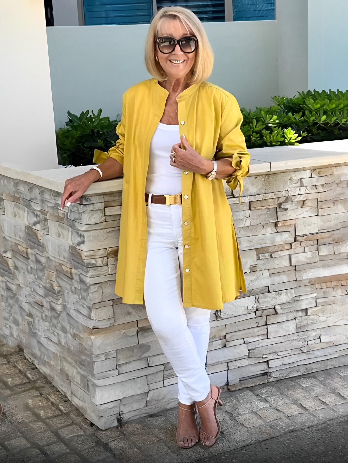 Liora™ - Long Button-Down Cotton Shirt Jacket (Today only: Buy 1, get 1 free!)