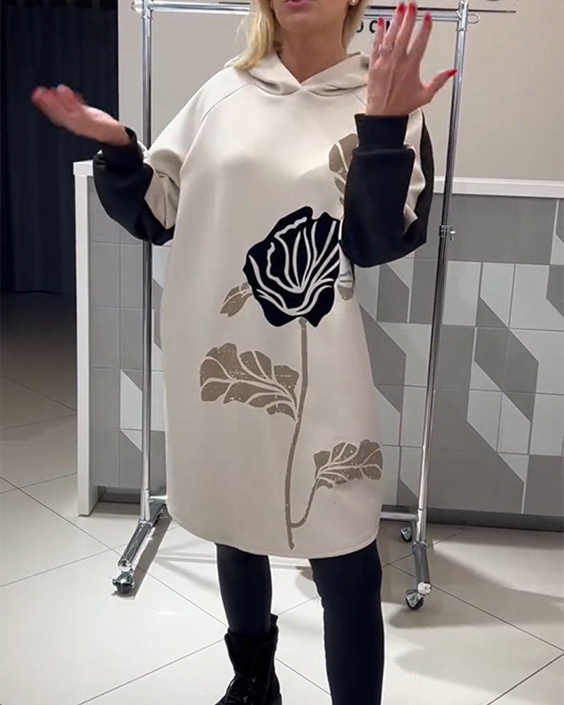 Kalirissa - Robe à Capuche avec Imprimé Fleuri