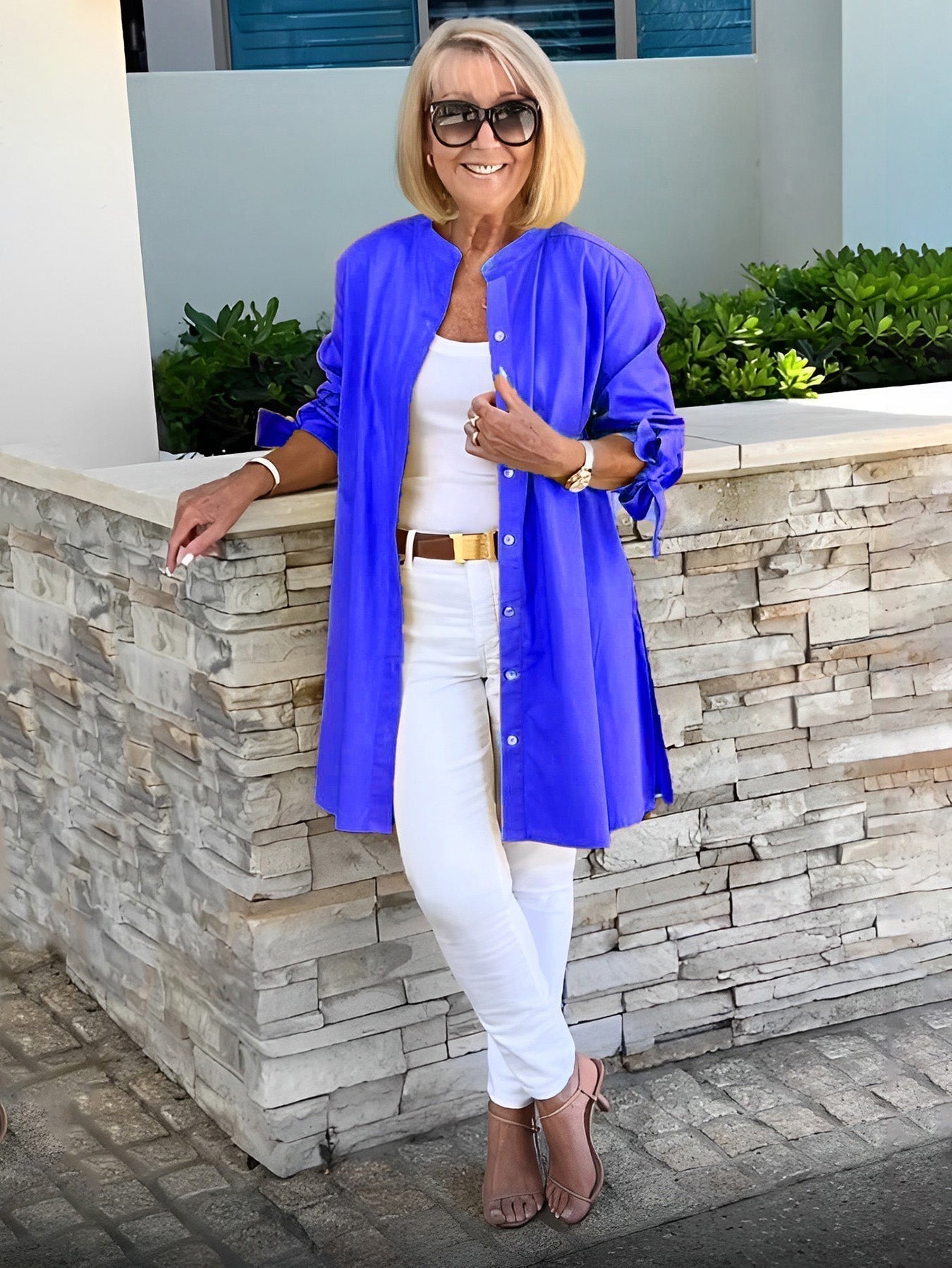Liora™ - Long Button-Down Cotton Shirt Jacket (Today only: Buy 1, get 1 free!)