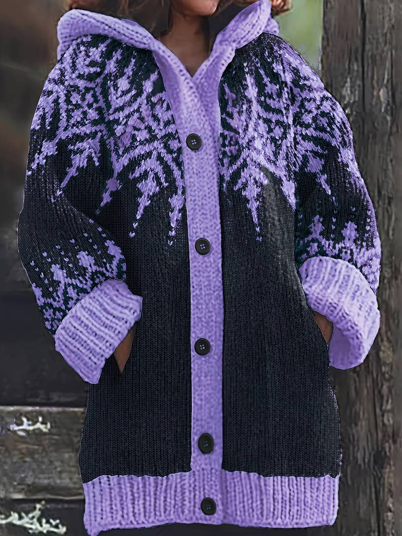 Isaralisse - Oversized Winter Patterned Fabric Coat