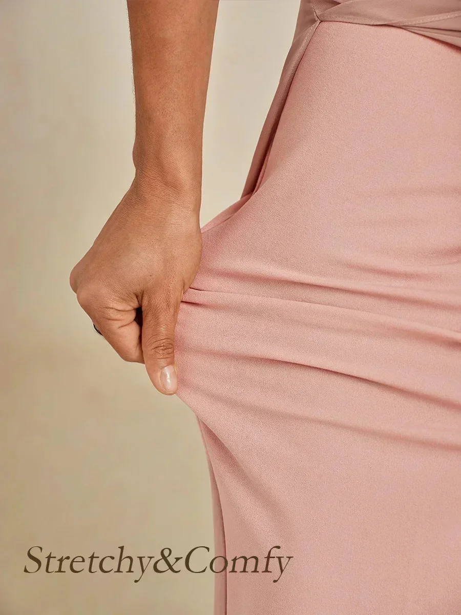 Marilivra - Straight Leg Trousers with Slit in Chiffon